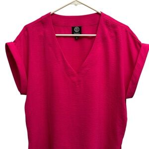Bobeau Hot Pink Airflow V-Neck Top